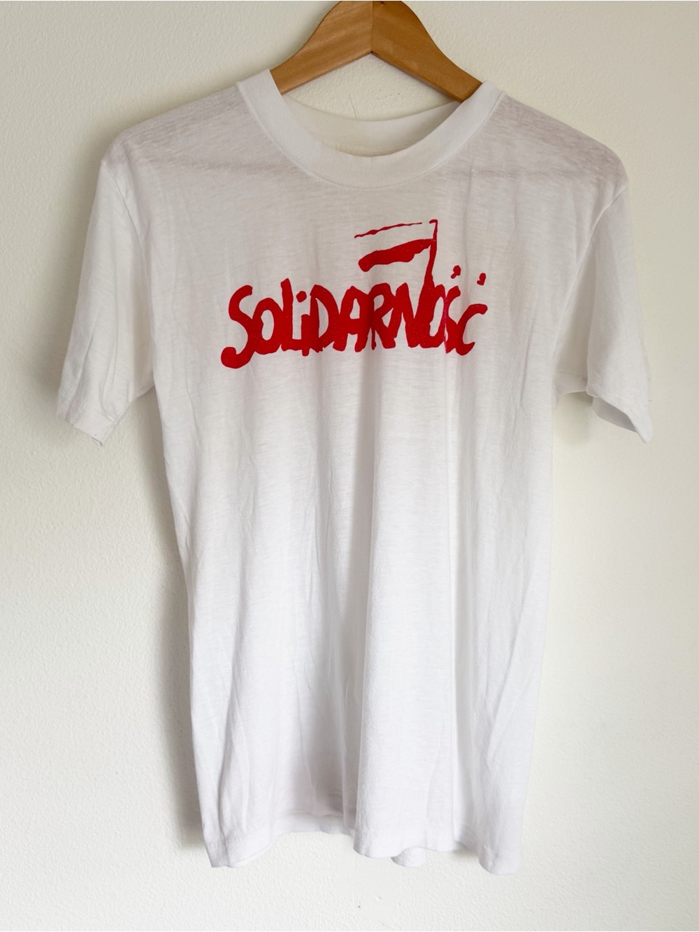 Vtg Solidarność Solidarity Polish Trade Union T Shirt 80s Walesa Authentic M